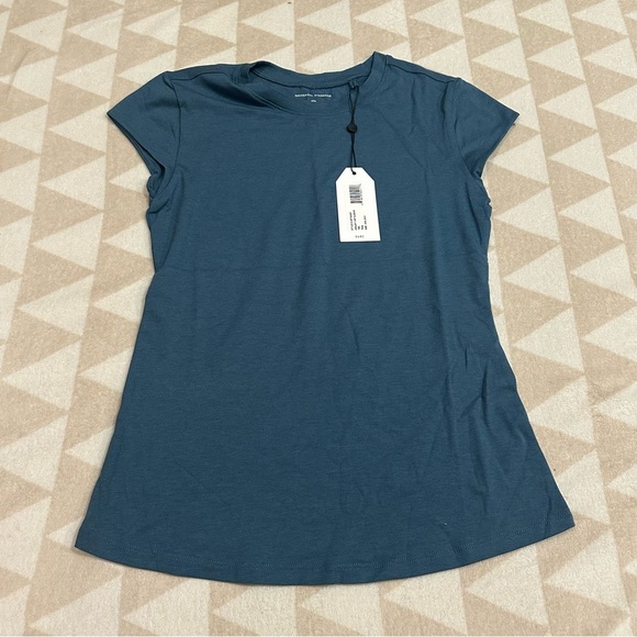 Universal standard Ashley cap sleeve tee shirt teal blue - Picture 1 of 2